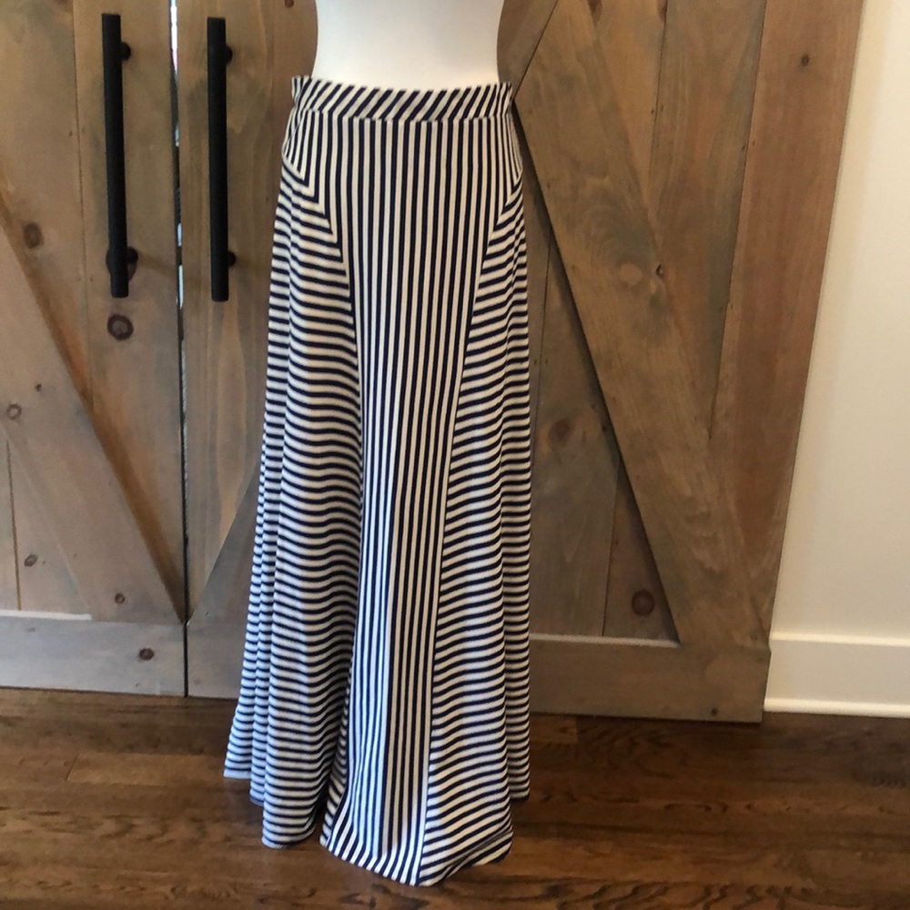 Long Stretch Navy and Cream Skirt